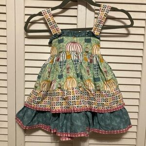 Girls Jelly The Pug Blue And Green Hot Air Balloon Bird Dress Size 12 Months